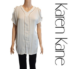 Karen Kane Cold Shoulder Peasant Blouse NWT White Large