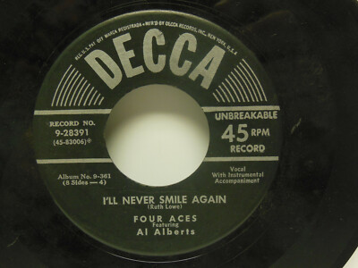 FOUR ACES: MY DEVOTION / I'LL NEVER SMILE AGAIN, 45 RPM VG