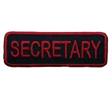 Secretary Red On Black Word Script 3 inch Patch PW F5D29R