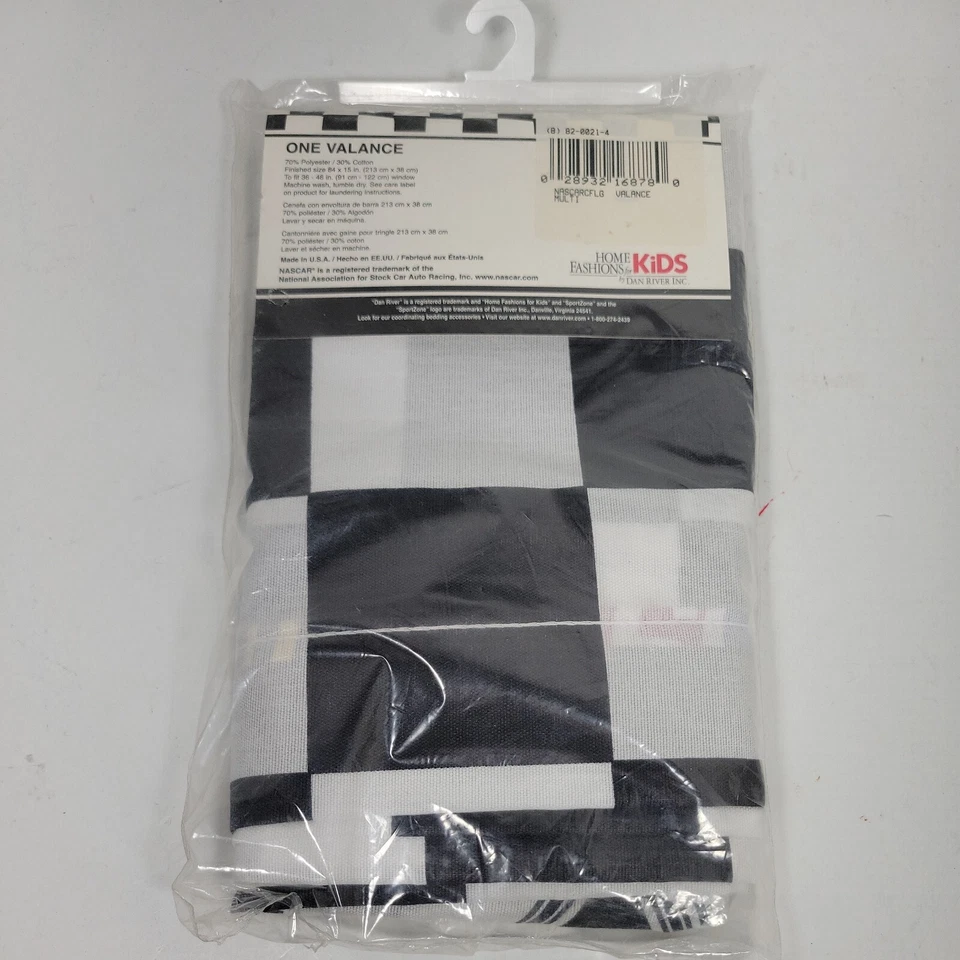 "Cenefa de cortina a cuadros con patrón de carreras Nascar Mancave vintage nueva 84x15""" Foto 3 de 4