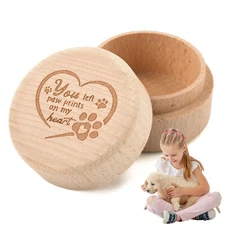 Pet Memorial Box Hair Ashes Keepsake Urn Wooden Engraved Dog Cat Guinea Pig