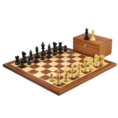 Mahagoni Schachspiel 20 Zoll mit gewichteten ebonisierten klassischen Staunton Schachfiguren 
