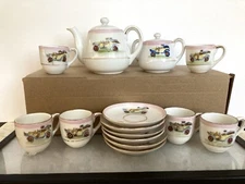 Antique sixteen piece Nippon China Tiny Child Roadster Tea Set - VG condition