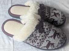 Holiday Reindeer Faux Fur Lined Slide Slippers Sizes L 9/10 Comfortable 