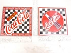 Lot of 2 Vintage 1995 Coca Cola Ceramic Tile Trivet With Cork Backer 5 7/8”