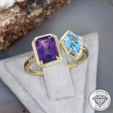 Wert 1150 € Amethyst Topas Ring 585er/14 Karat Gelb Gold Größe 55 xxyy