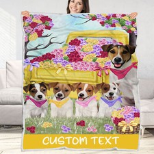 Jack Russell Dog Blanket Personalized Throw Woven Fleece Sherpa Many Designs NWT