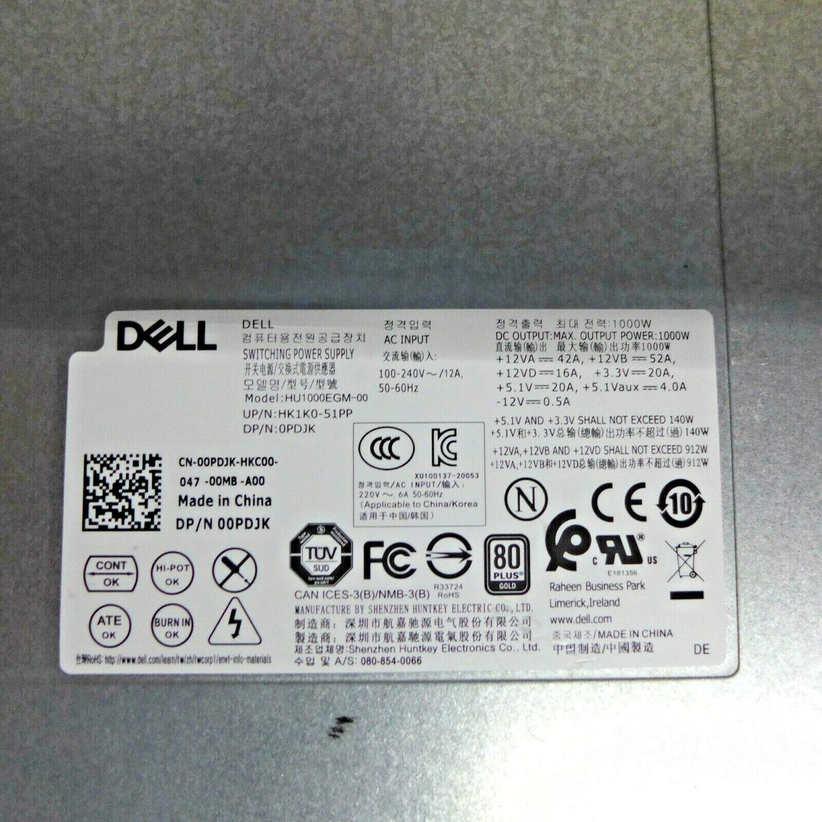 Genuine Alienware Aurora R10 R11 1000W Power Supply Genuine Alienware Aurora R10 R11 1000W Power Supply