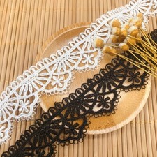 15 Yard Solid Lace Embroidered Ribbon Trims Edge for Sew DIY Black White Decor