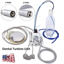 Portable Dental Turbine Unit 3 Way Syringe Work with Air Compressor 2Hole/4Hole