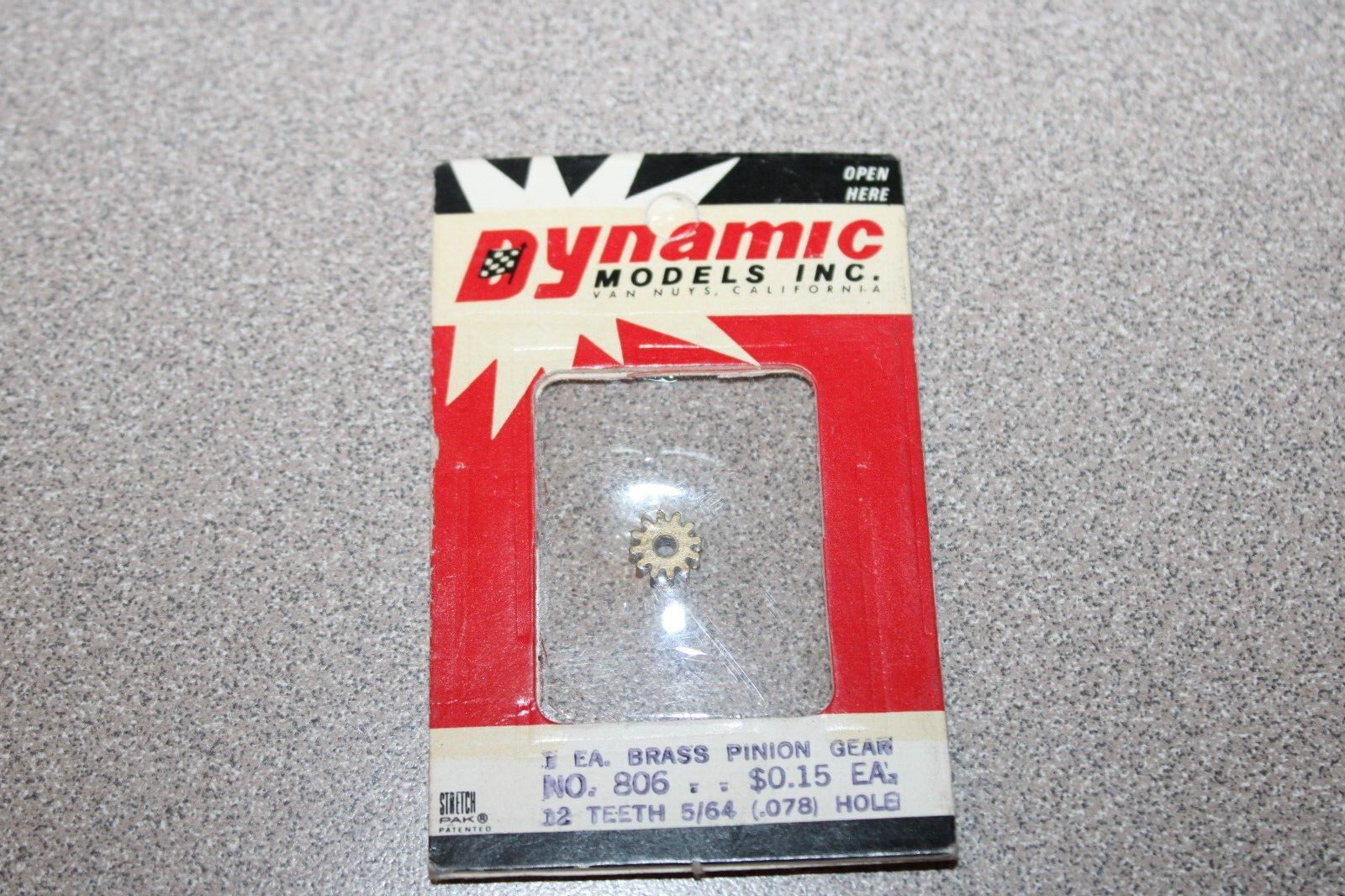 Dynamic Models Inc #806 Slot Car Brass Pinion Gear 12-Teeth 5/64