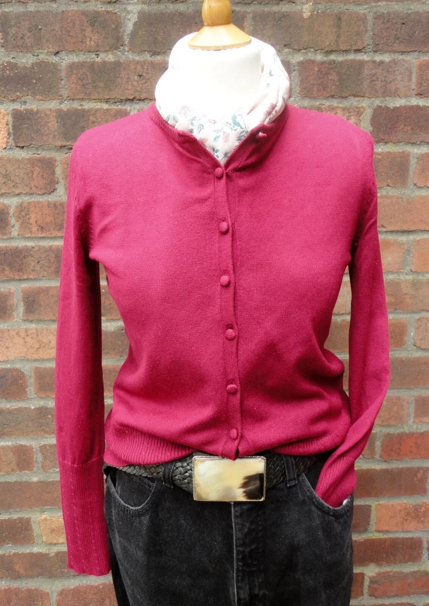 Vintage Merona Cardigan. Dark Cherry Red Cable Knit Fabric