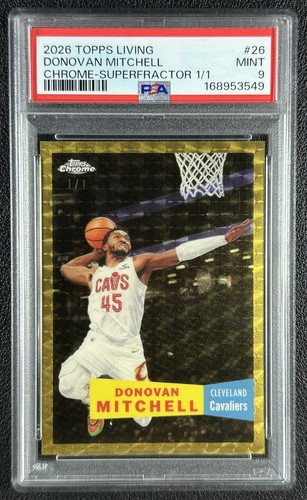 DONOVAN MITCHELL PSA 9 2026 TOPPS LIVING #26 CHROME SUPERFRACTOR 1/1 CAVALIERS