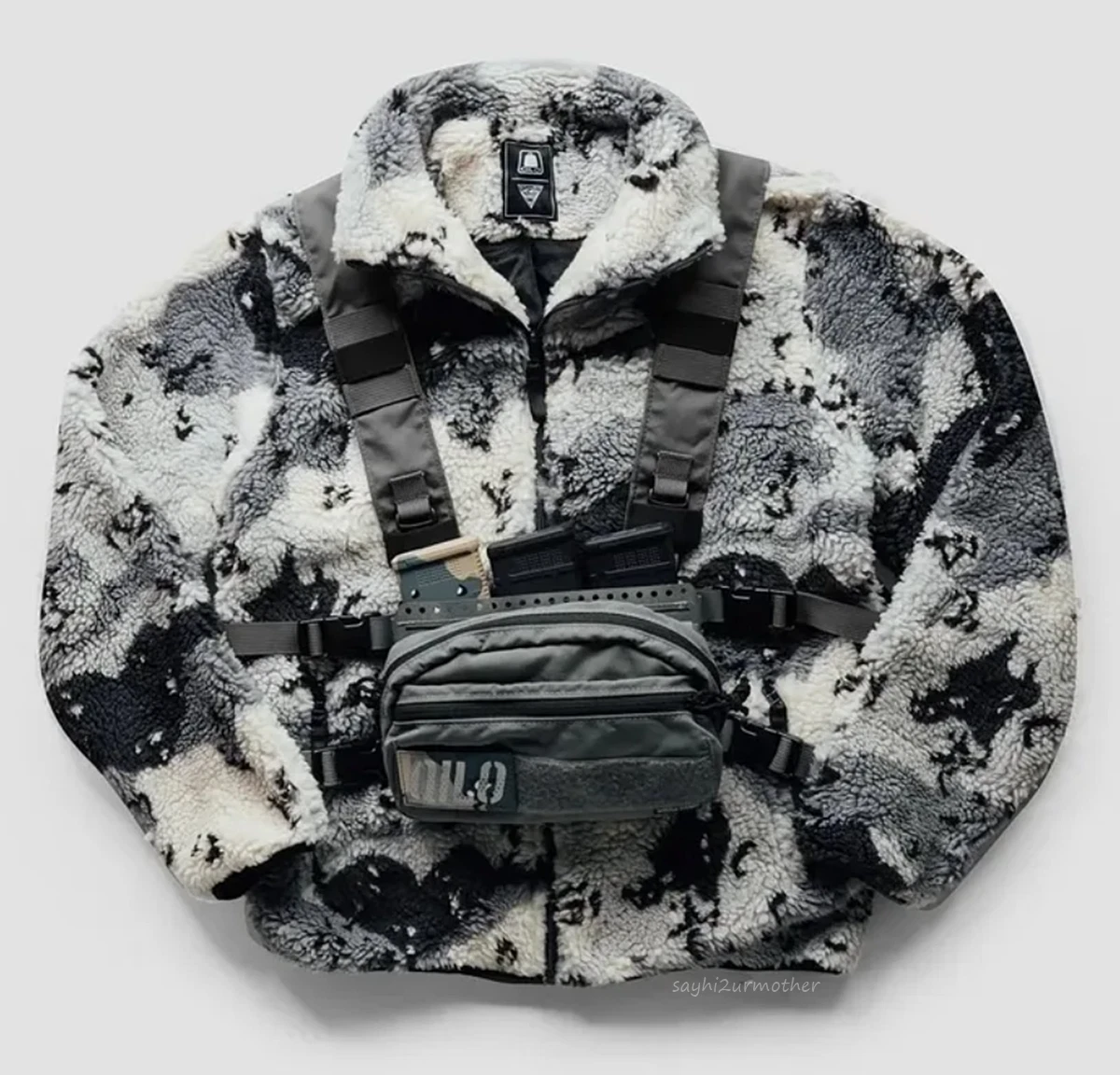 L - QILO x WHITE PHOSPHOR GEN II (2) COOKIES & CREAM SHERPA FLEECE JACKET NEW image 5