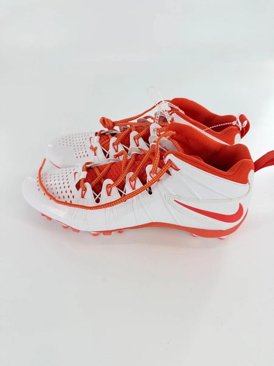 Mens Size 8.5 Nike Alpha Huarache LAX Lacrosse White Orange Cleats