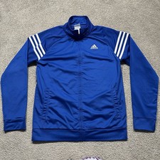 Adidas Track Jacket Youth Boy Extra Large 18/20 Blue Essentials 3 Stripes Tricot