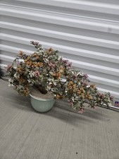 Vintage Chinese Jade Quartz Stone Glass Flower Bonsai Tree 15" x 26" Celadon Pot