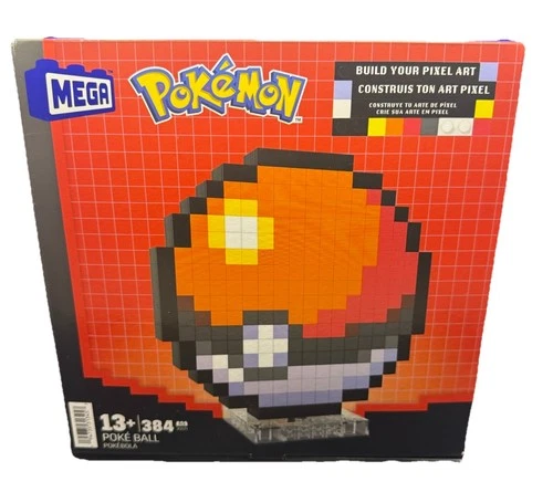 Mega Bloks Pokemon Classic Poke Ball, Pixel Art, 384Piece Building Set NEW BNIB