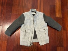 NWOT Boy  s Oshkosh Coat Size 3T Gray Bomber Jacket Pea Coat Toddler Thick Warm