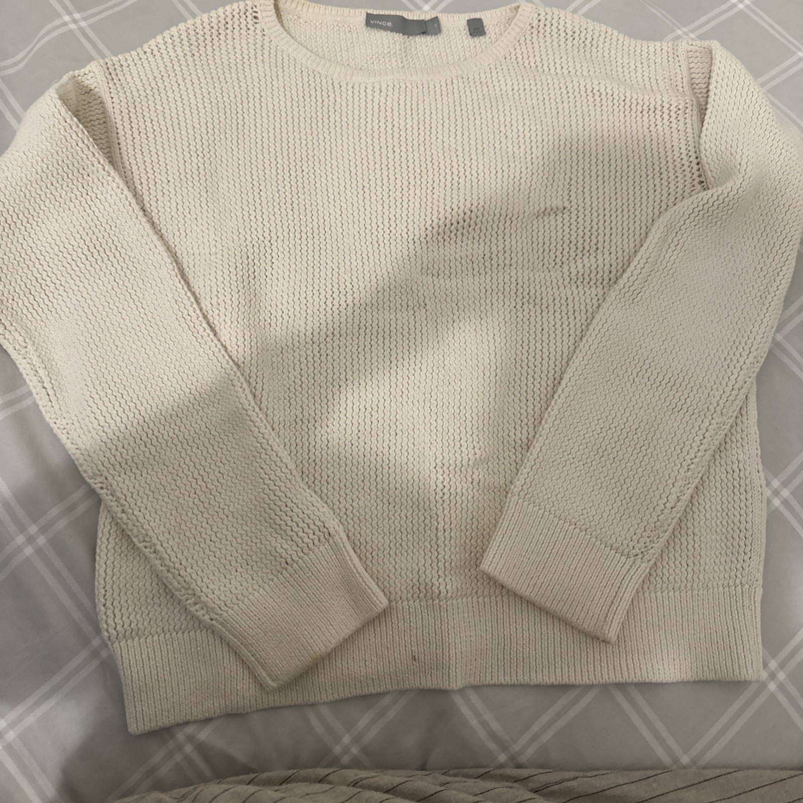 Vince 100% Cotton Sweater Long Sleeve Crew Neck Pullover Size Small