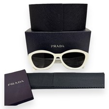 Prada Sunglasses SPR A02F 17K-08Z Polished White Gray Lens with Case