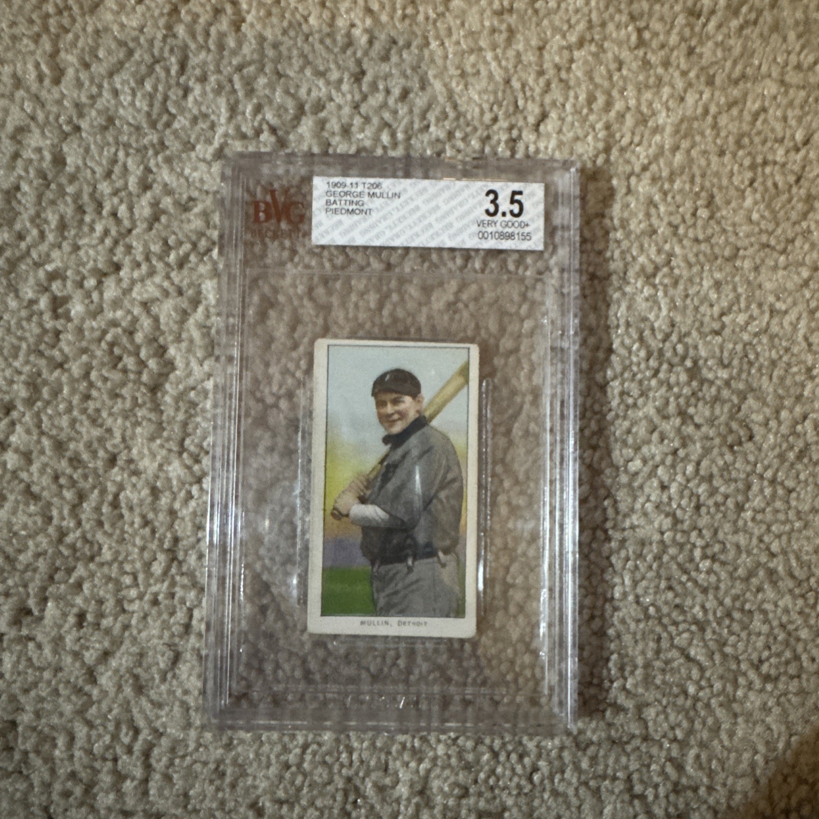 1909-11 T206 - George Mullin Back With Bat (RC) BVG 3.5