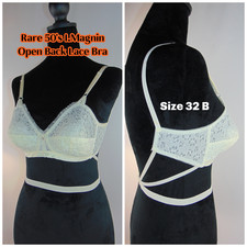 1950s Vintage I.Magnin Charmfit Bra Bareback Bralette 32 B Ivory Lace Coquette