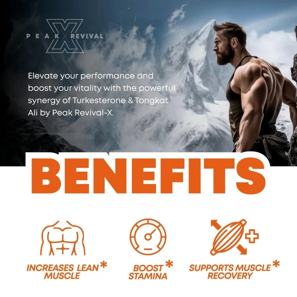 Peak Revival X Turkesterone 1000 mg cápsulas suplemento natural, paquete de 60 quilates 1/2/3 Foto 4 de 4