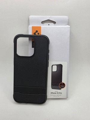 Spigen iPhone 15 Pro Hülle Rugged Armor mit MagSafe Slim Matt Schwarz ACS06703