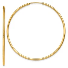 10k Yellow Gold 1.5mm Polished Round Endless Hoop Earrings 1.74gm L-45 mm