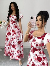 Charming Women's A Line Puff Sleeve Maxi Dress