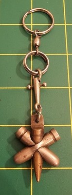 Vintage WW1 British Trench Art Bullet Keychain Keyring, Rare,   (B3B9)