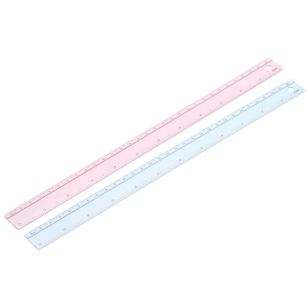 FüR Metal Ruler 12 Zoll/30Cm, 2 StüCk Aluminium Lineal Doppelskala, Pink/Blau-image