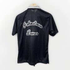 Vintage Hilton Bowling Shirt Black 60s 70s Polo Collar Stitched Embroidered