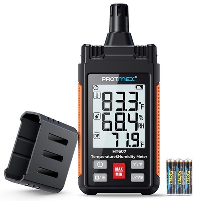 HT607 Temperature Humidity Meter High Precision Digital Hygrometer with Ambie...