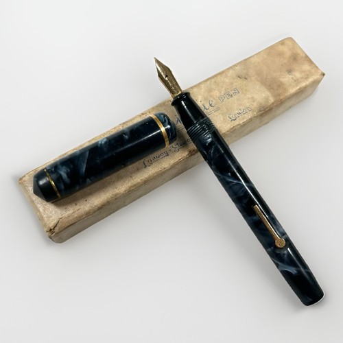 Conway Stewart "Dinkie" 540 Vintage Fountain Pen - Blue Marble, 14k Nib W/Box