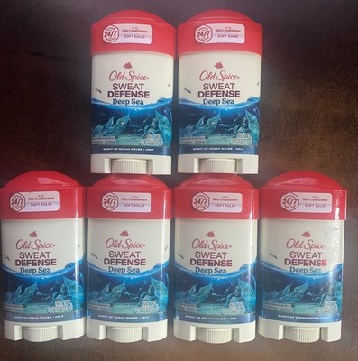 6 Old Spice Sweat Defense Deep Sea Soft Solid w/Skin Conditioners 2.6oz exp 6/27