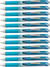 Energel Deluxe RTX Retractable Liquid Gel Pen, Medium Line, Metal Tip, Sky Blue