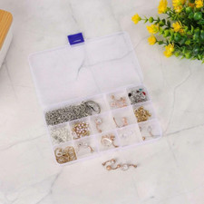 6 P Clear Jewelry Box Plastic Bead Storage Craft Container Earrings Organizer //