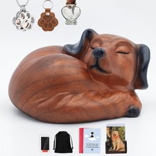 Dog Urn for Ashes, Pet Memorial Keepsake, Paw Print Necklace  Frame, Dachshund