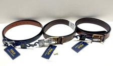 Polo Ralph Lauren Mens Logo Patch  Black Leather Belt ( fits 32” ) RRP £125