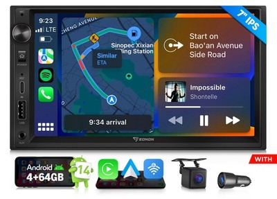 ISO 7'' Double 2DIN Android 14 Car Video Stereo RDS Radio GPS Navi CarPlay BT DSP