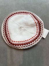 Janie And Jack Girls Beret Knit Hat NWT Ivory Burgundy Organge Pink Size 6-8