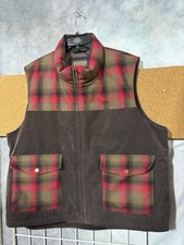 Pendleton Men's Black Hills Corduroy Down Vest in Red/Olive Plaid 2XL XXL 56"