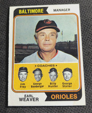 Sharp 1974 Topps #306 Earl Weaver Baltimore Orioles Field Leaders Card-EX/EX+