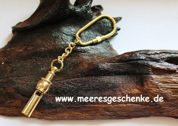 SEA-CLUB Schlüsselanhänger maritim Dampfschiffpfeife ca. 11 cm Messing funktionsfahig