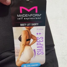 MAIDENFORM BOOTY LIFT SHORTS SHAPEWEAR 2XL BLACK TUMMY SMOOTHING WAISTBAND 