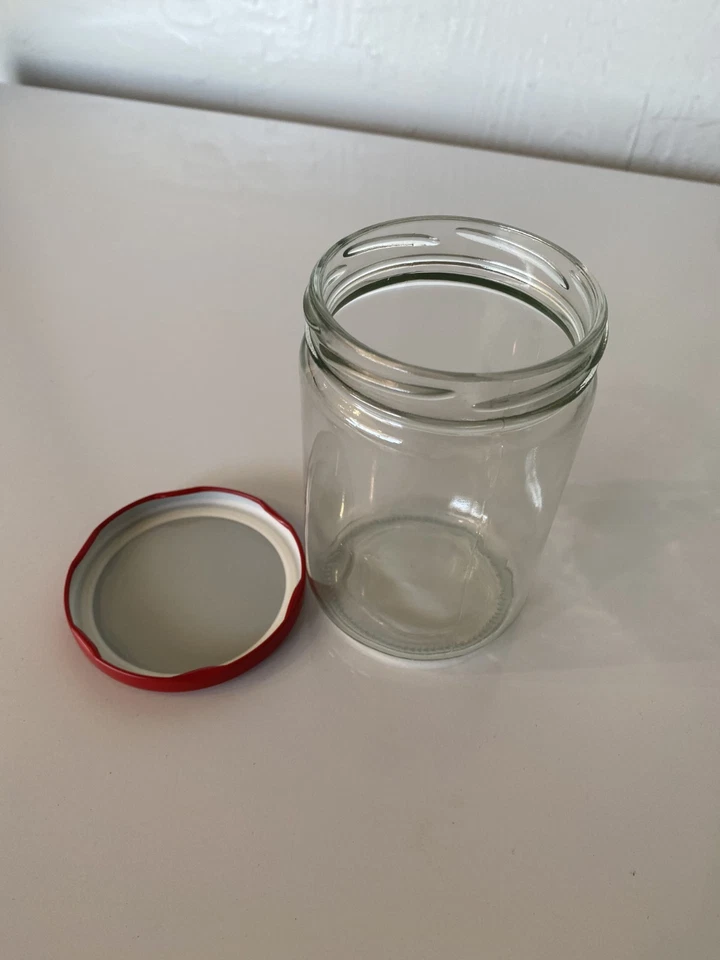 Прозрачная стеклянная банка 500 мл с красной металлической крышкой (набор из 12) - Изображение 2 из 3