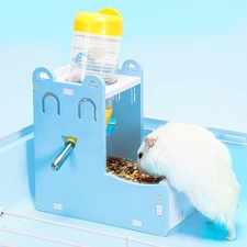 2 in 1 Blue Rat Hamster Automatic Pet Water Drinking Bottle Food Feeder Fountain