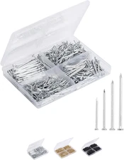 - Nail Assortment Kit, 600 Pcs, 4 Sizes, Silver, Small Nails for Hanging Picture